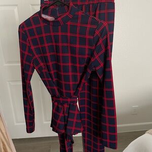 SHEIN Red and Black Plaid Apparel